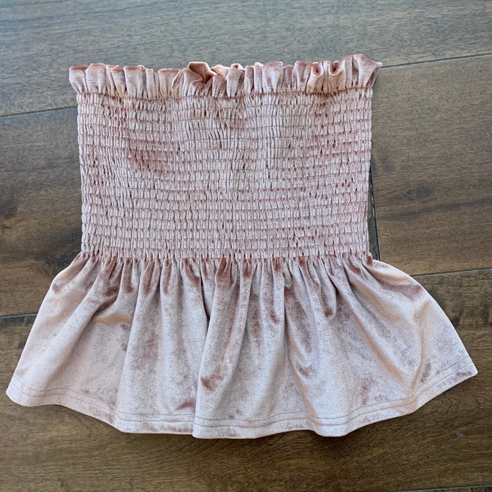 Pink Velvet Strapless Top